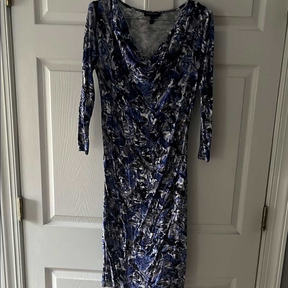 Elegant Blue and Black Maternity Dress